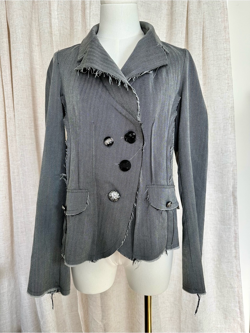 Vintage Signorelli Gray Frayed-Edge Blazer